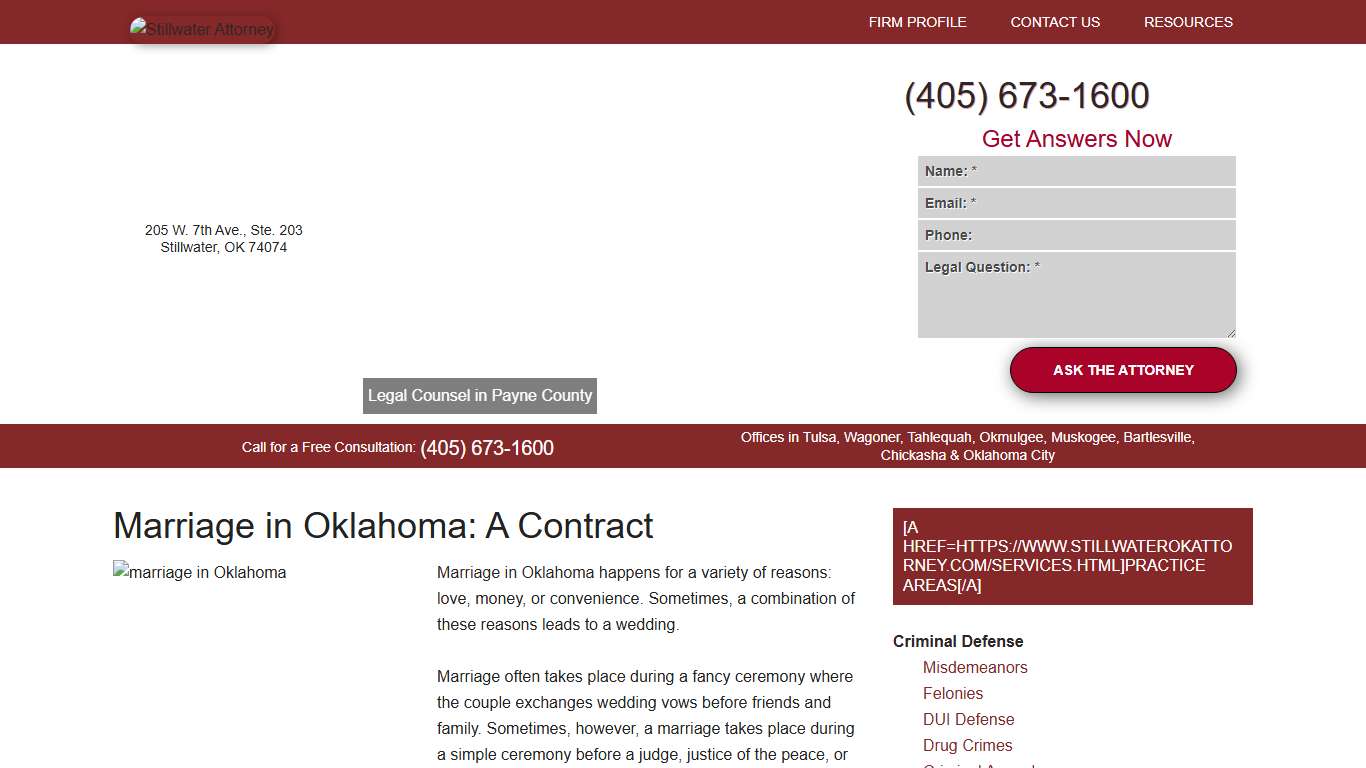Marriage in Oklahoma: A Contract
