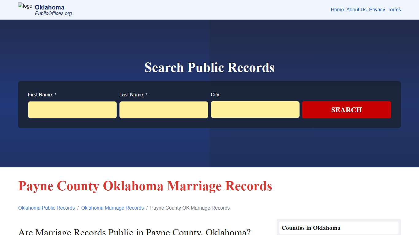 Payne County, OK Marriage Records Search – PublicOffices.org